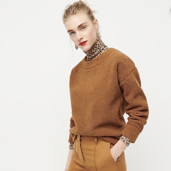 J. Crew teddy cropped sherpa pullover sweatshirt - Picture 2 of 4
